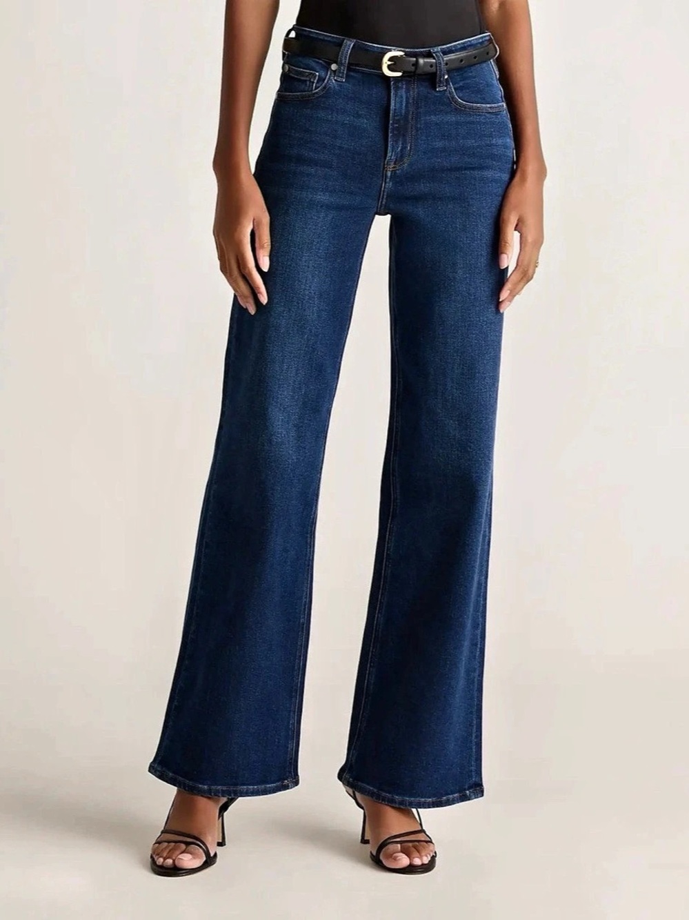 Quince Bella Stretch Wide Leg Jeans Black Waist 26